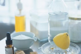 Making all-natural house cleaner with lemon