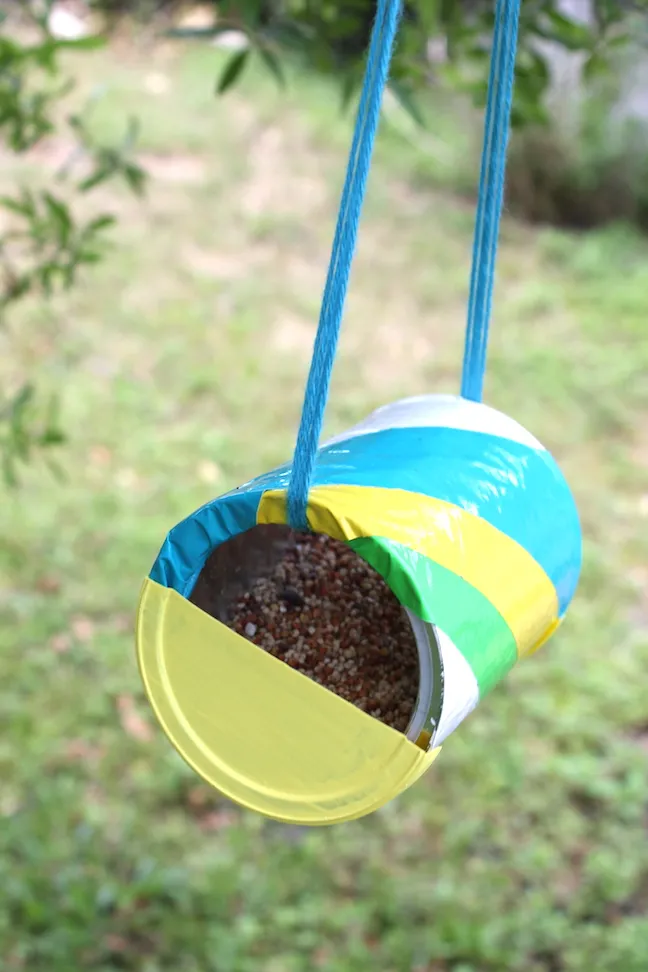 DIY Duct Tape Recycled Can Bird feeder Craft