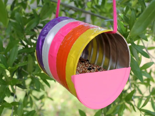 Duct Tape DIY Recycled Can Birdfeeder craft