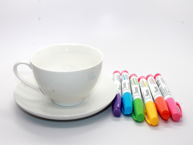 Design Your Own DIY Motherâs Day Teacup Garden - pens and cup