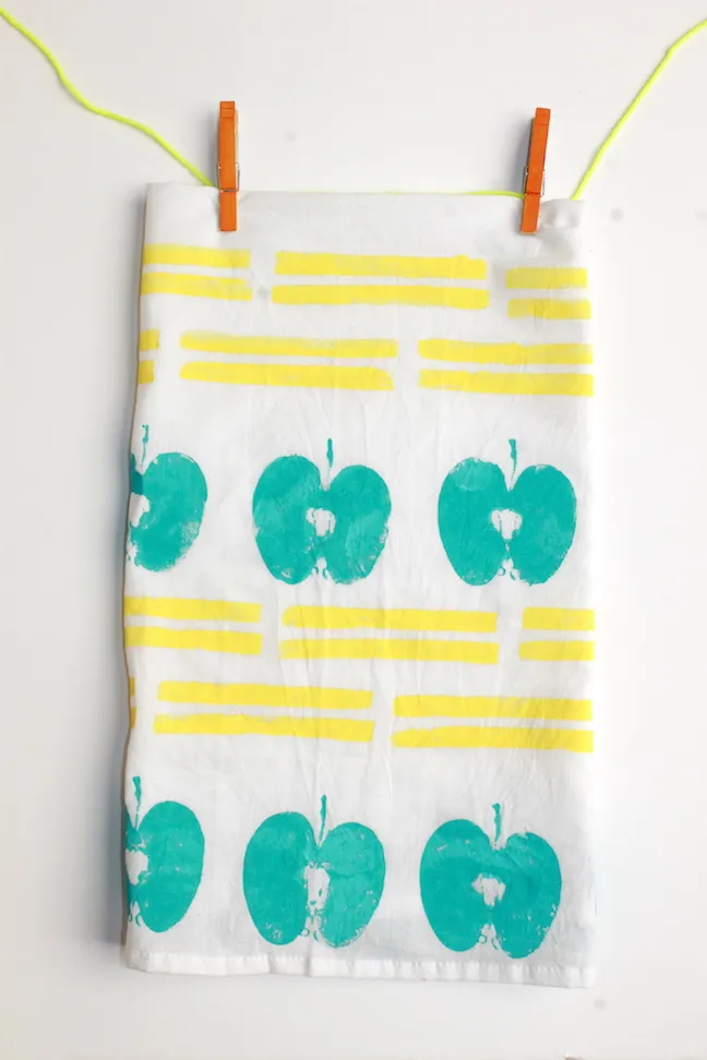 DIY Geometric and Fruit Stamped Dishtowels