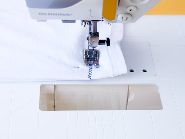 Sewing a t-shirt tote in ten minutes.