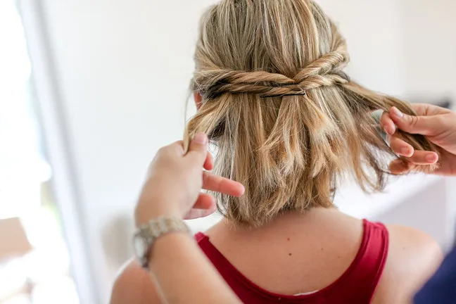 Messy updo for short hair