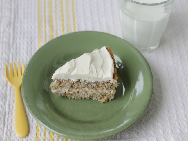 slice of banana bread birthday cake