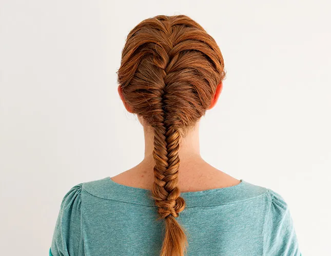 fishtail braid red hair