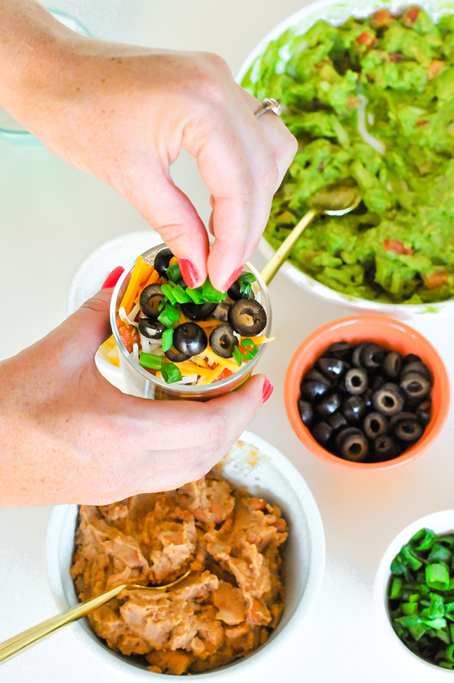 how to assemble mini 7 layer dips