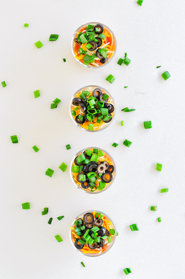 beautiful mini 7 layer dips