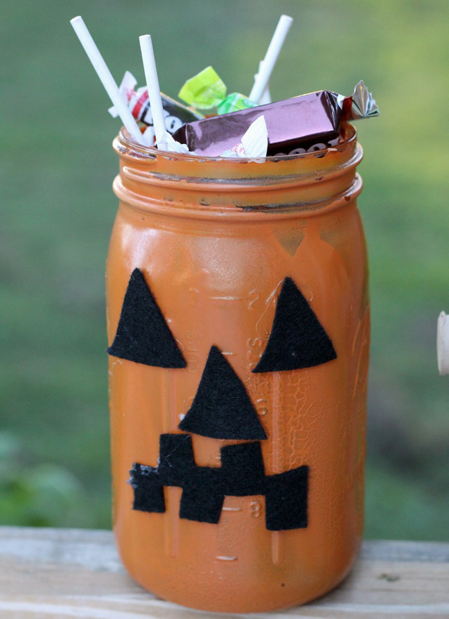 Mason Jar Jack o Lantern Monster