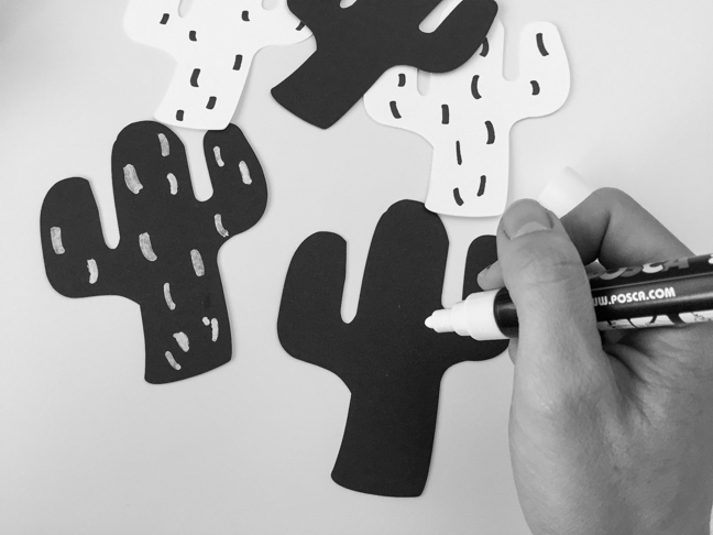 DIY: black and white cactus garland kids craft