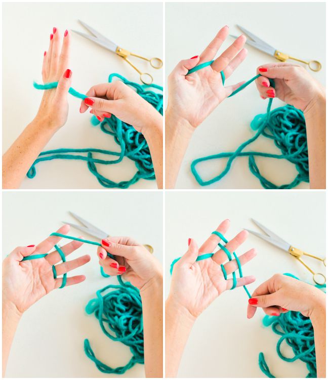 step by step instructions for fingerknitting garlands