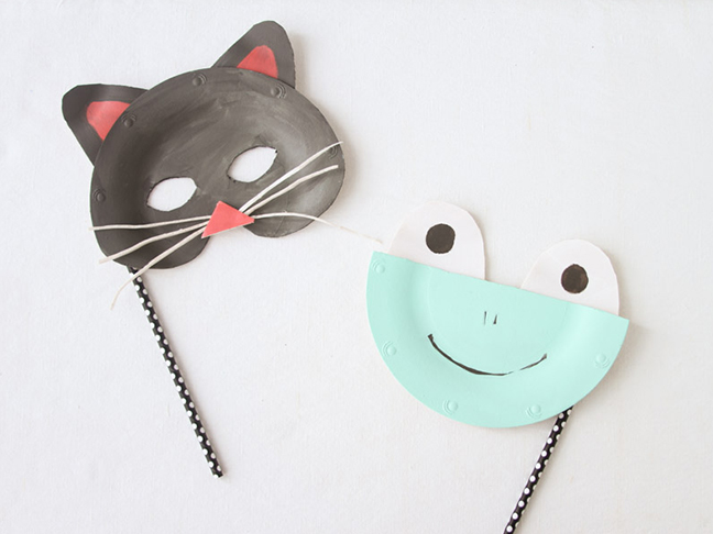 DIY Paper Plate Animal Masks for Halloween 