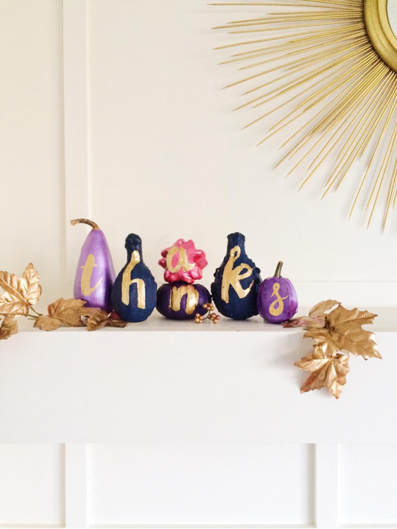 DIY Typography Thanksgiving Gold Foil Pumpkin Decor | Shauna Younge