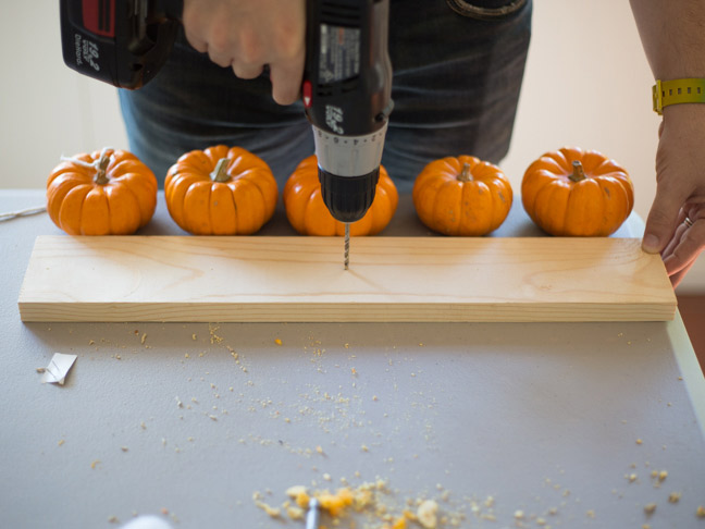 drilling-into-wood-mini-pumpkins