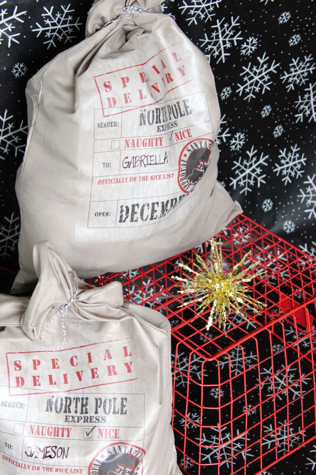 santa-bag-christmas-diy-wrapping-red-basket-special-delivery-pottery-barn-hack