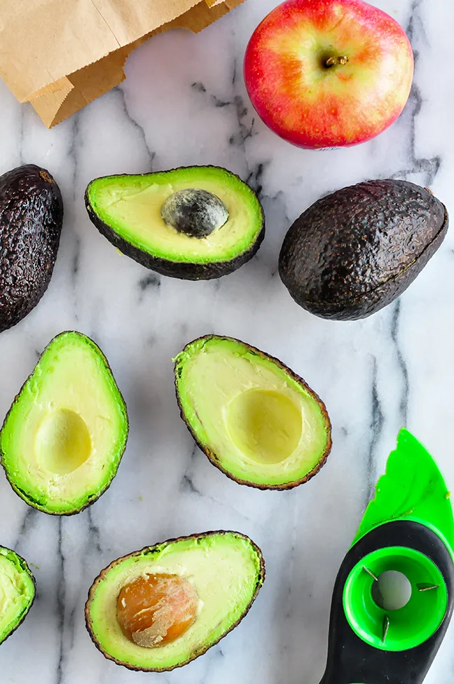 avocados sliced in half apple