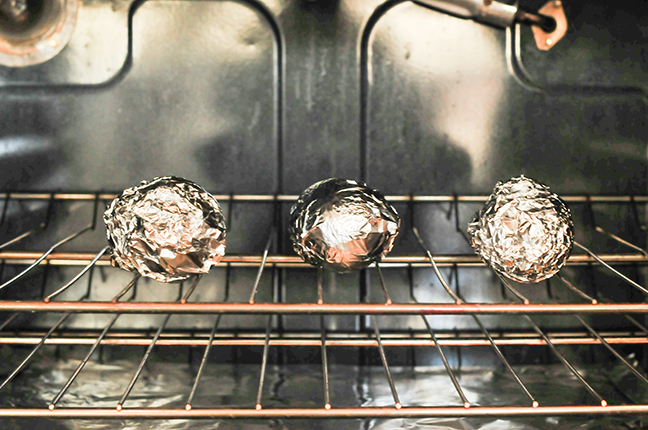 foil wrapped avocados in oven