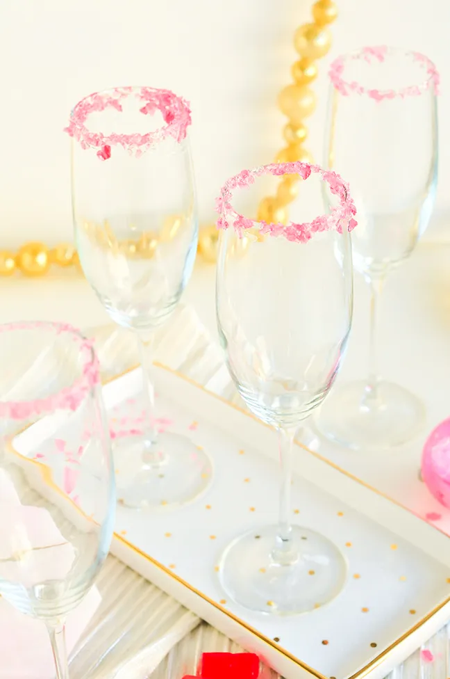 candied rim champagne flutes