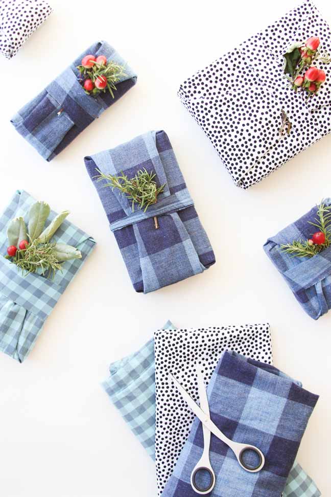 Fabric Wrapped Holiday Gifts