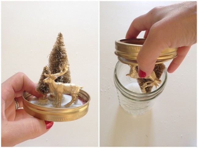 DIY mason jar snow globe from Chandra Fredrick for Momtastic