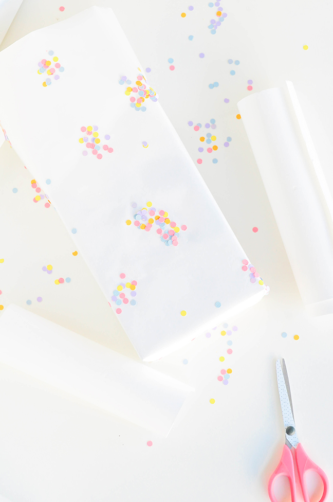 DIY Polka Dot Confetti Gift Wrap