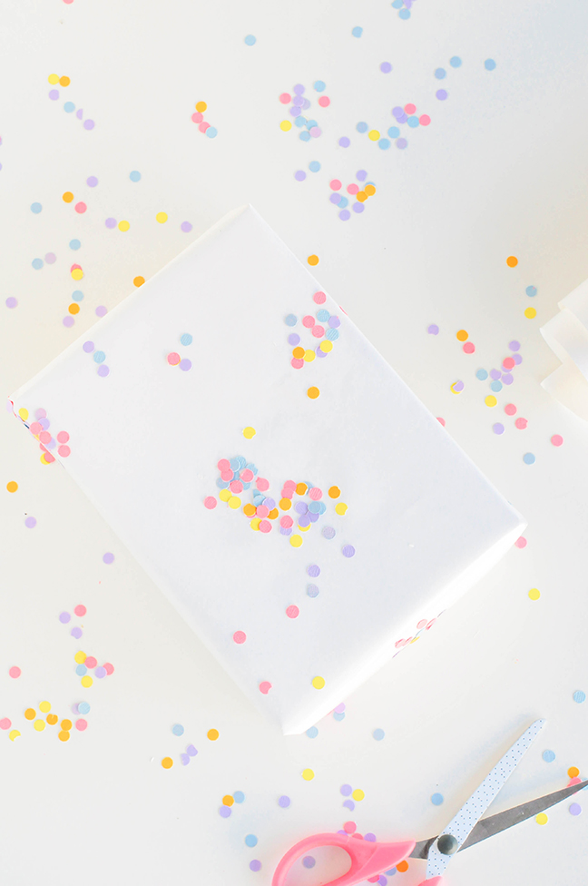 DIY Polka Dot Confetti Gift Wrap