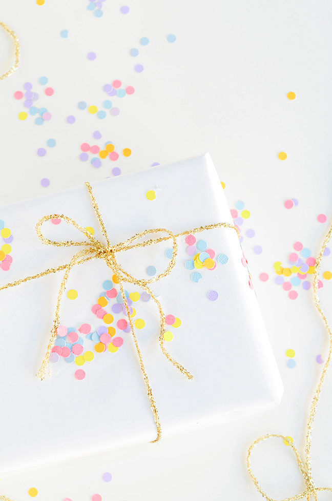 DIY Polka Dot Confetti Gift Wrap