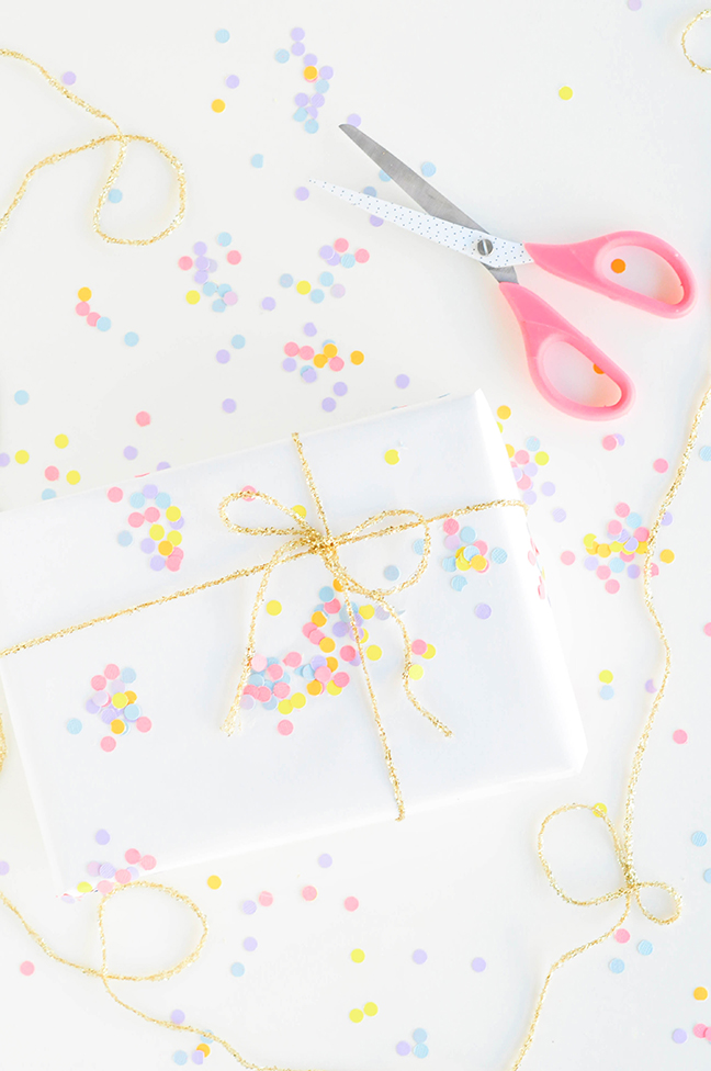 DIY Polka Dot Confetti Gift Wrap