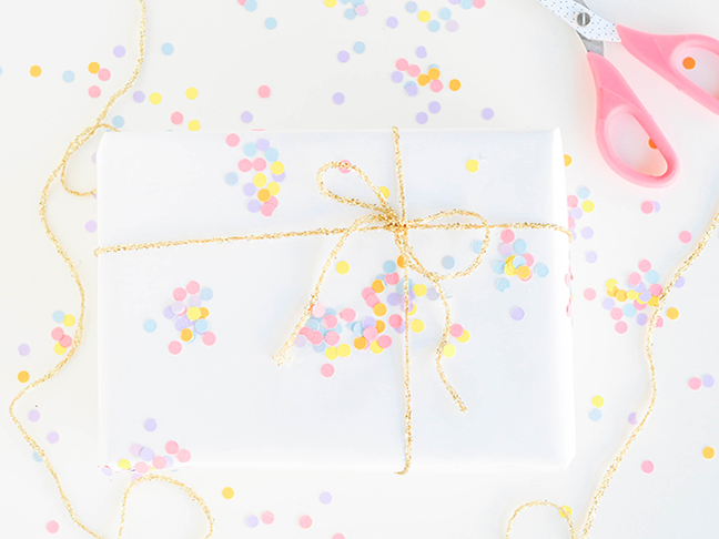 DIY Polka Dot Confetti Gift Wrap