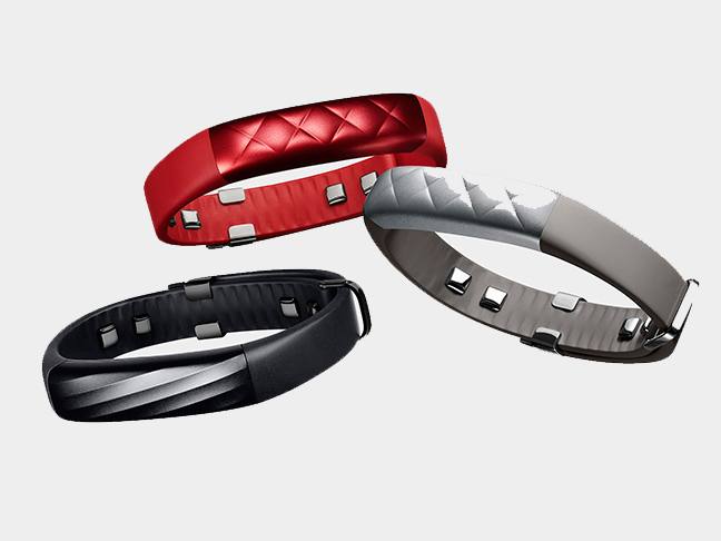 jawbones pedometers in red black and silver