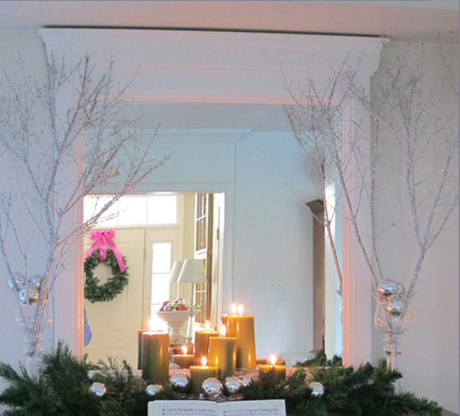 silver_christmas_decor_branches_glitter_mantle