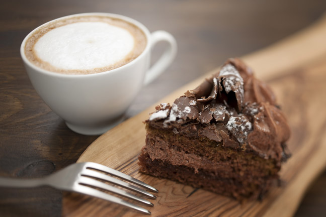 coffee-chocolate-cake-foam-espresso-fork-wood