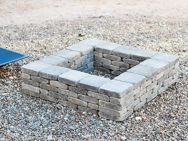 gray square fire pit