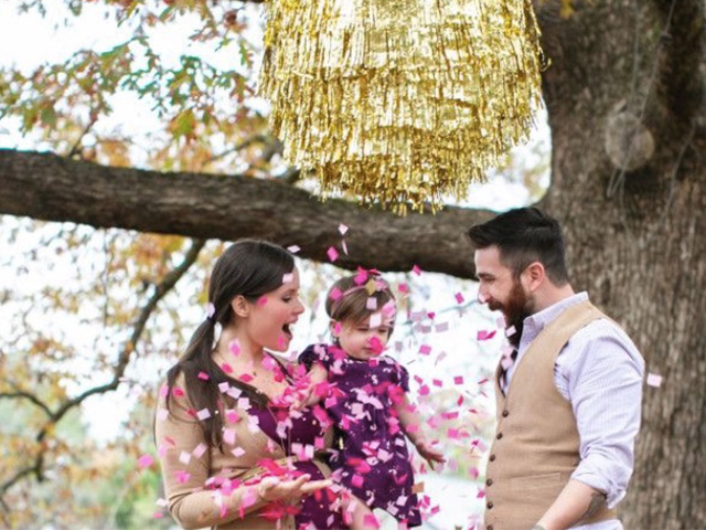 gold pinata pink confetti