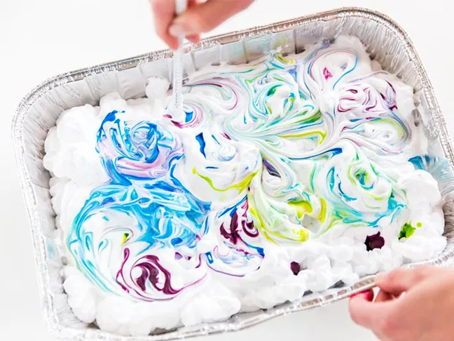 swirl food coloring shaving cream