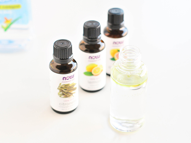 Recipe for DIY bug spray including essential oils