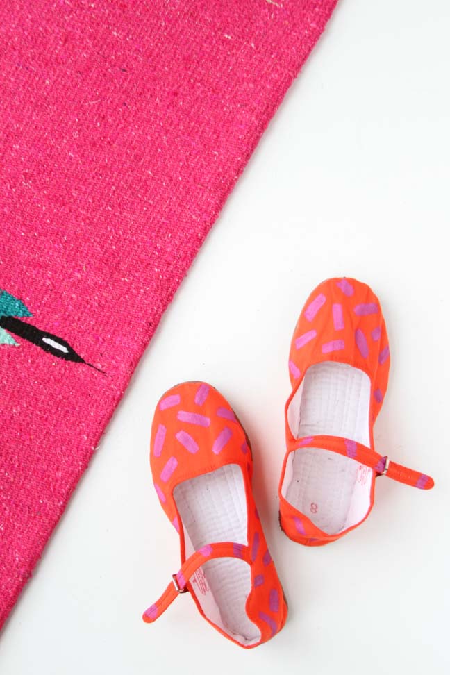 Neon Orange and Pink Mary Jane Shoes DIY