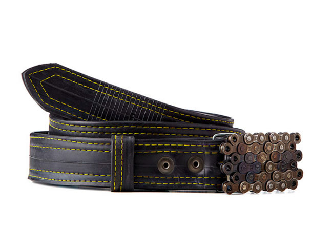 Bike Tube Belt with Layered Chain Buckle