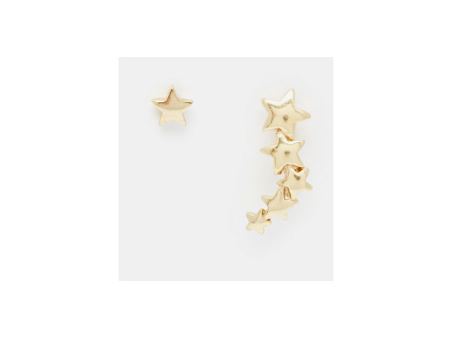 Pilgrim Gold Plated Star Cuff and Stud Earrings