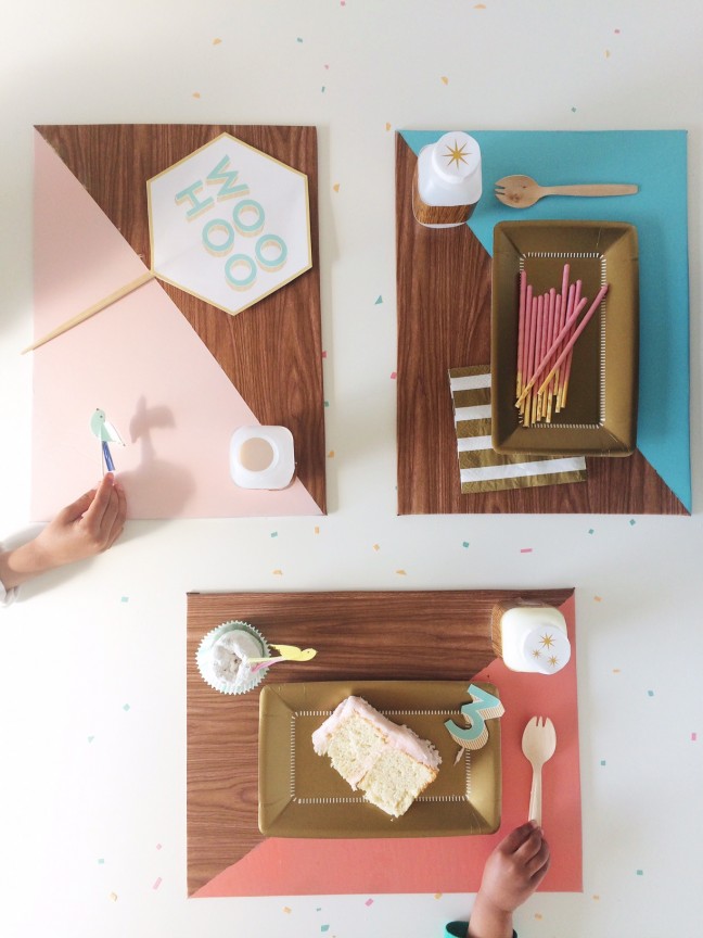 DIY Faux Bois Color Block Placemats | Shauna Younge