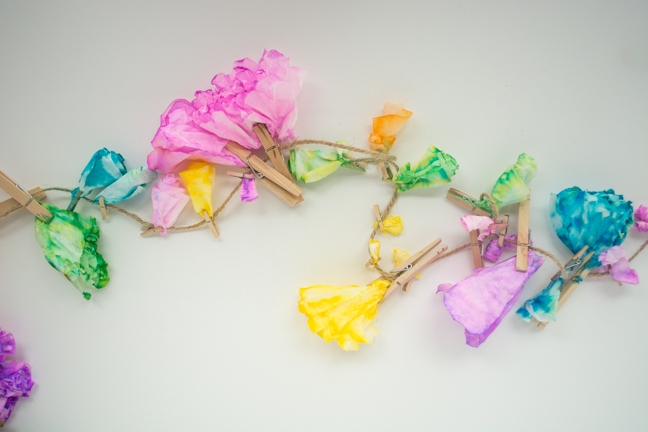 colorful paper flowers clothespins