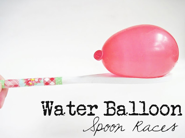 water balloon spoon races