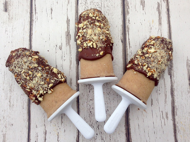 peanut butter banana chocolate popsicles