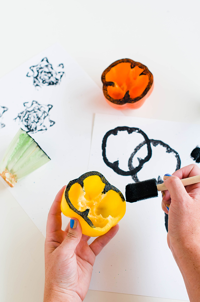 painting bell pepper stamps