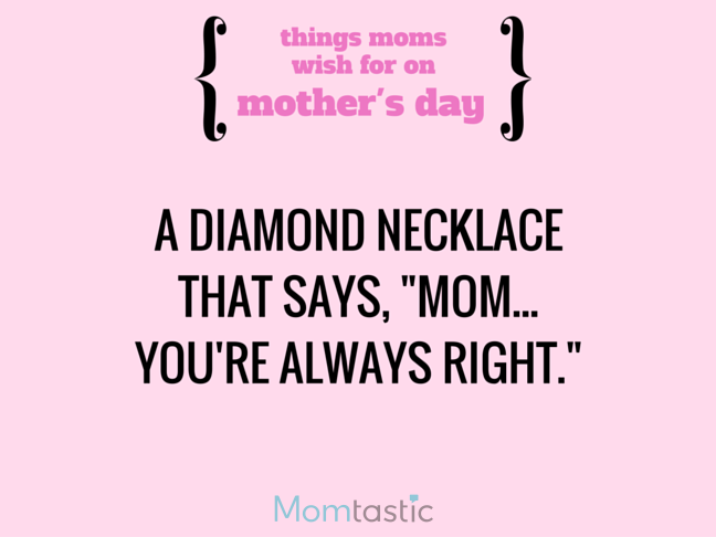Things Moms Wish for on Mothers Day via @itsMomtastic by @letmestart A message necklace and other LOLs for moms | Funny Mother's Day gift guide
