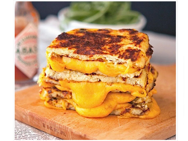 cauliflower rice grilled cheese