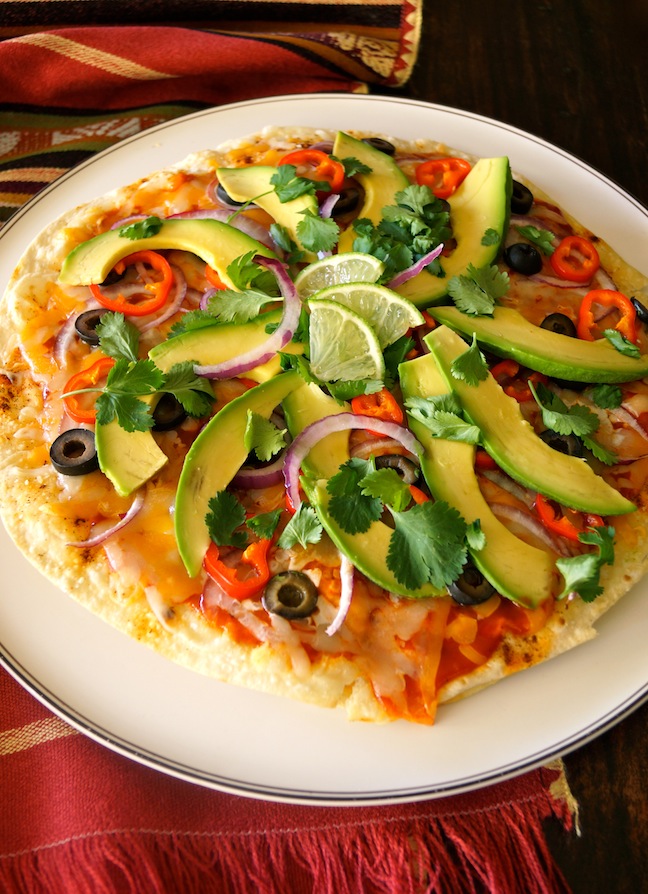 mexican pizza avocado slices
