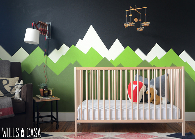 graphic mountain wall art wood crib