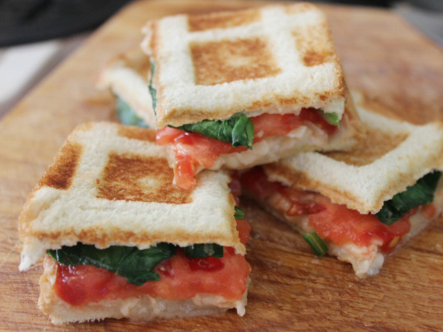 waffle sandwich with tomatoes