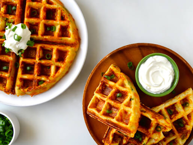 waffles topped with sour cream