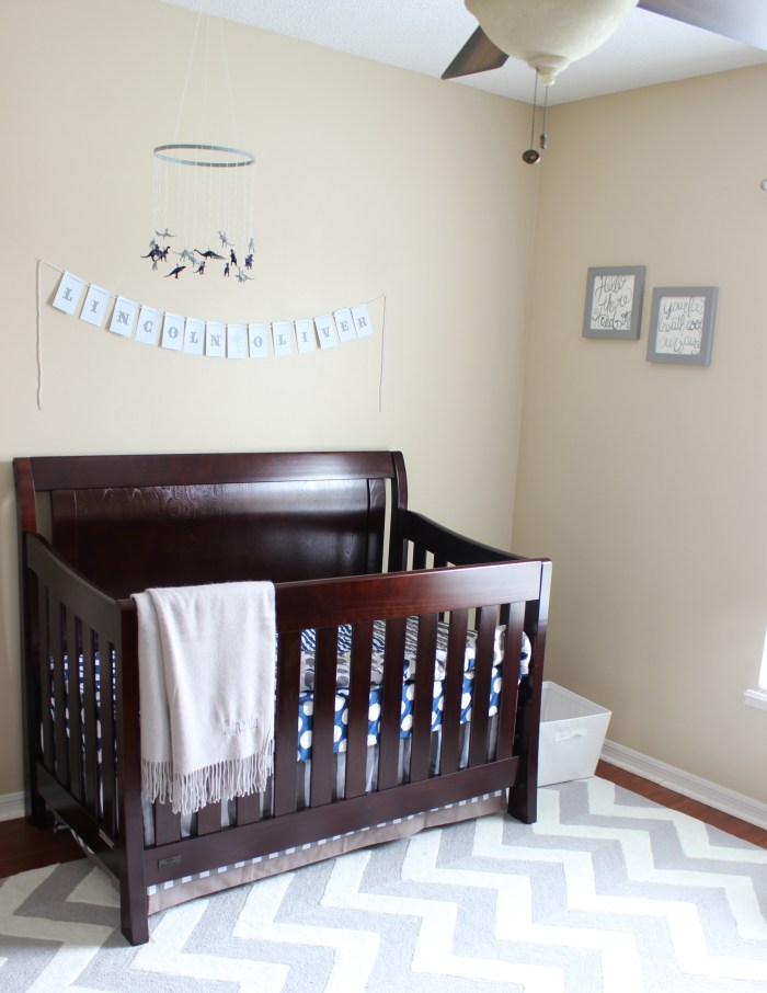 large dark wooden crib